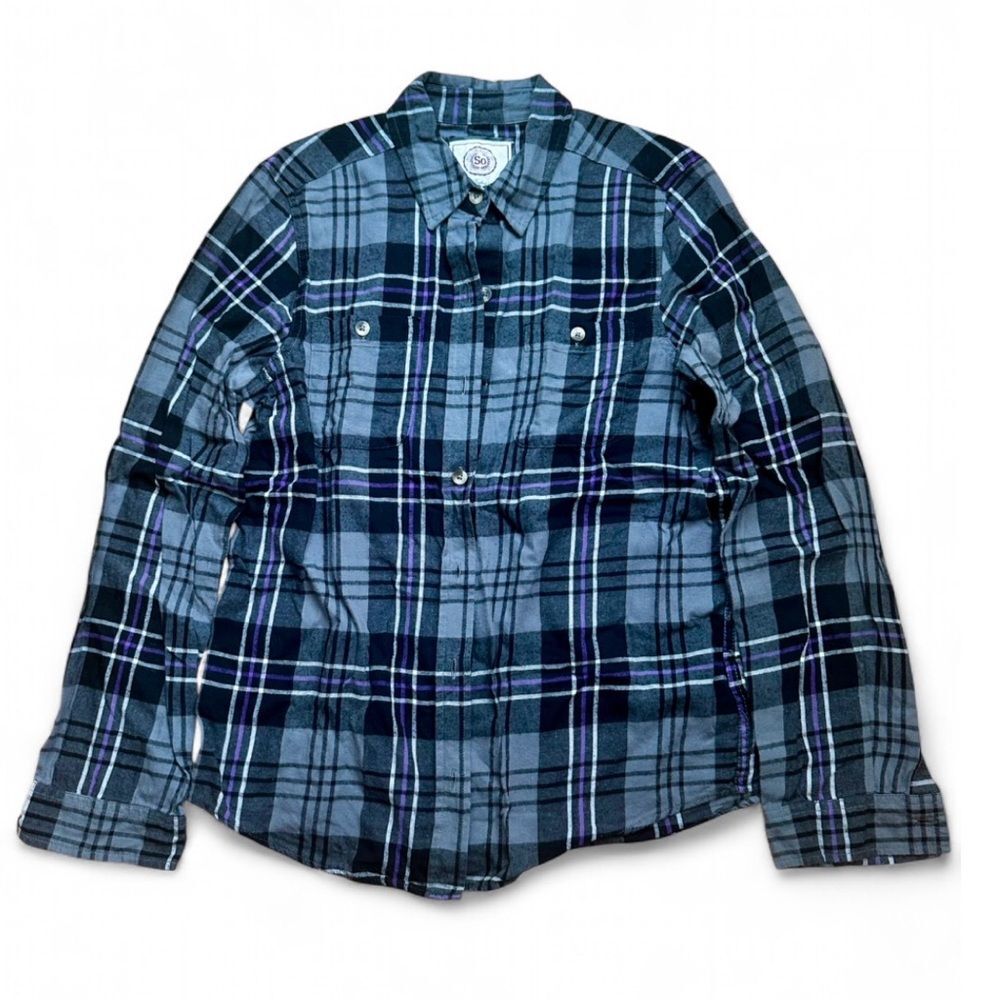 SO Black and Gray Plaid Flannel